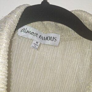 Almost Famous Beige Knit 2 Piece Outfit Set Top Pants Collared Long Sleeve M